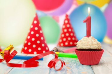 Arka plan Balonlu doğum günü kek