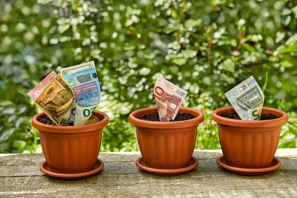 Para büyüyen ile üç tencere