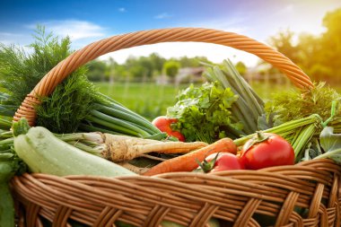 sebze ile hasır sepet