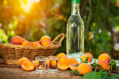 İçki kadehi ve kayısı brandy