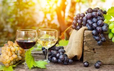 Taze yapılmış kırmızı ve beyaz şarap