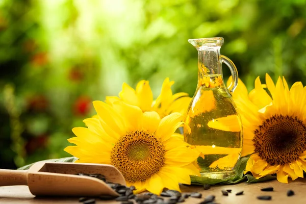 Organic Sunflower Oil Natural Health Sunflower Cooking Oil — Stock Photo, Image