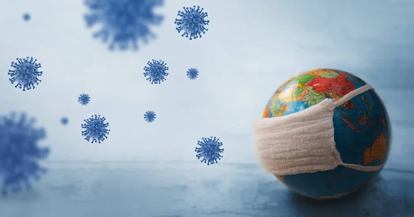 Corona virus concept. world/ earth put mask to fight against corona virus