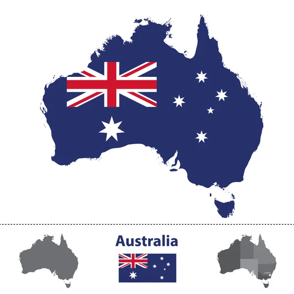 Austrália mapa misturado com bandeira —  Vetores de Stock