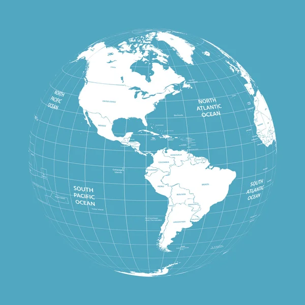 Vector Earth globe with political map — Stock Vector