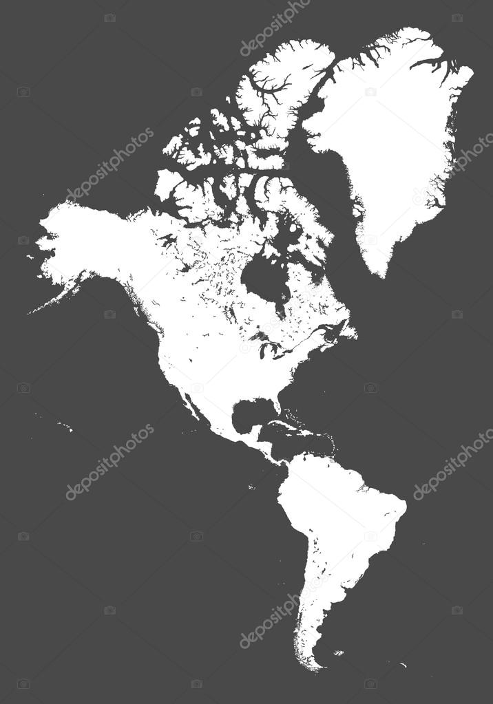 North and South America high detailed vector map