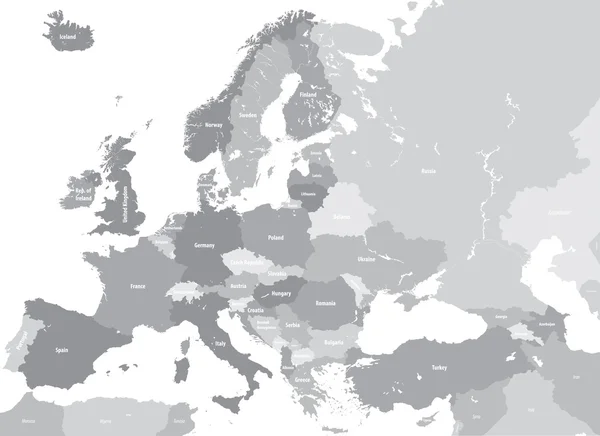 Europe high detailed vector political map. All elements separated in detachable and labeled layers — Stock vektor