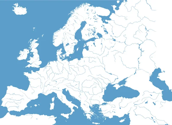 Mapa detalhado dos principais rios da Europa — Vetor de Stock