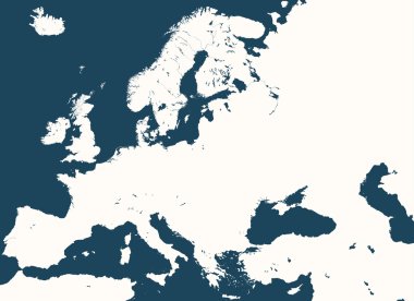 high detailed silhouette of Europe map clipart