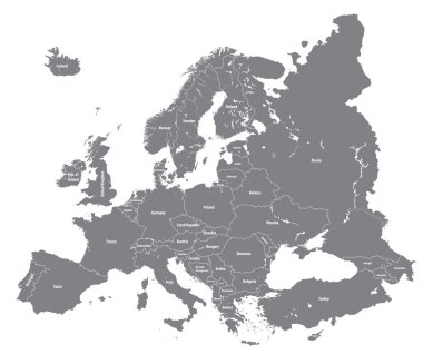 vector European high detailed political map clipart