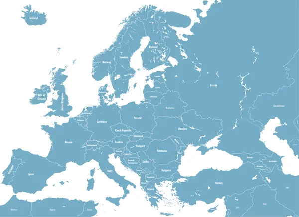 Europa alta mappa politica dettagliata. Tutti gli elementi staccabili ed etichettati. Vettore — Vettoriale Stock