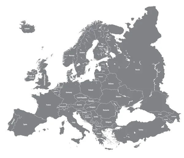 Vector mapa político europeo alto detallado — Vector de stock