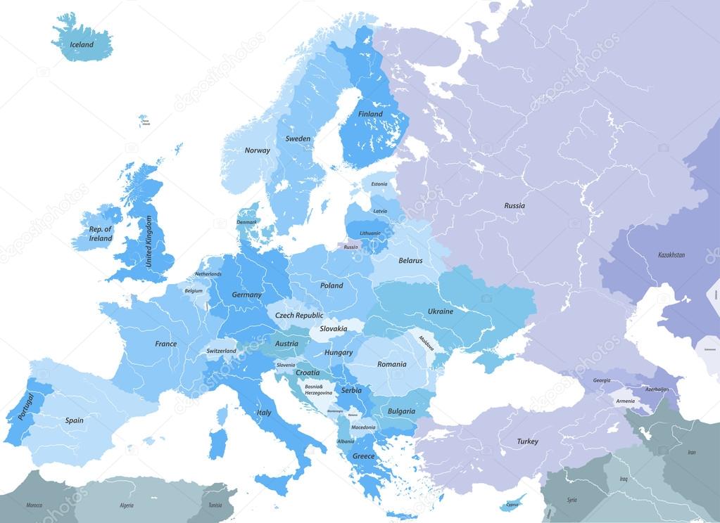 Political Map Of Europe With Rivers Depositphotos 127442376 Stock Illustration Europe High Detailed Vector Political
