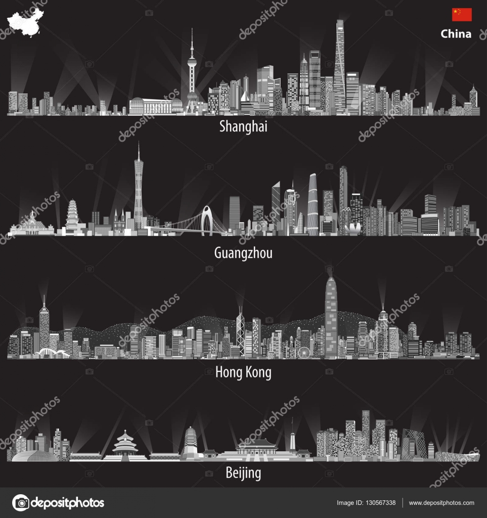 上海 香港 広州 北京のスカイラインの抽象的なイラスト ストックベクター C Jktu 21