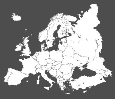 Europe vektör siyasi harita siluet