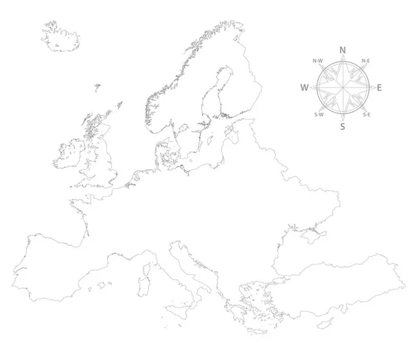 Mapa europeo silueta de contorno — Vector de stock
