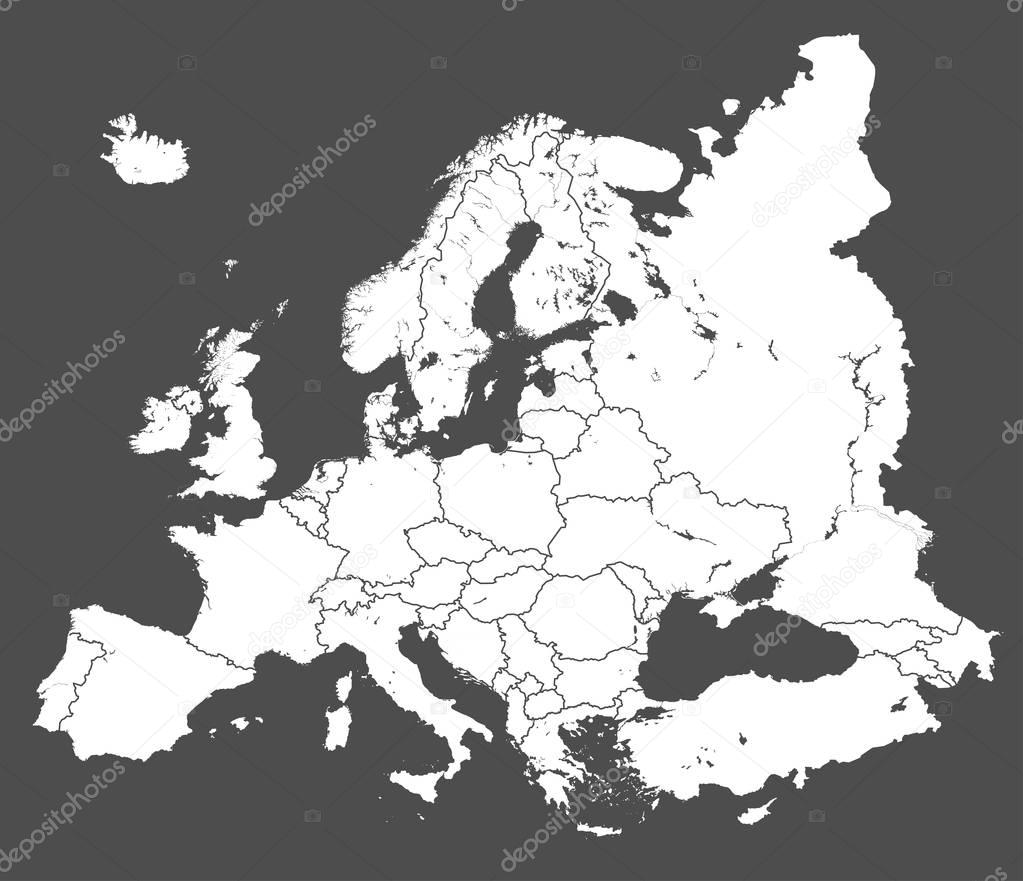 Europe vector political map silhouette