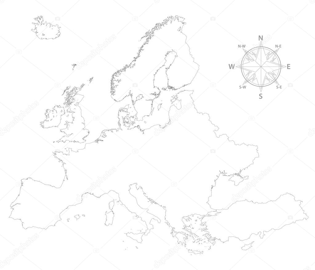 European map outline silhouette