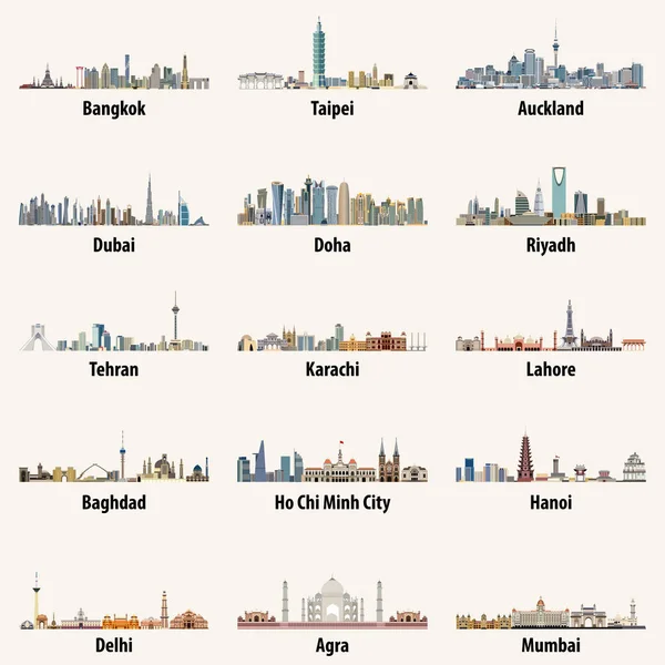 Vector ilustraciones de asiática ciudad skylines — Vector de stock