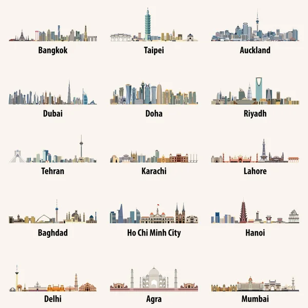 Asya şehir silueti vektör çizimleri — Stok Vektör