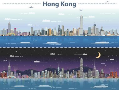 Hong Kong ve gündüz illüstrasyon vektör