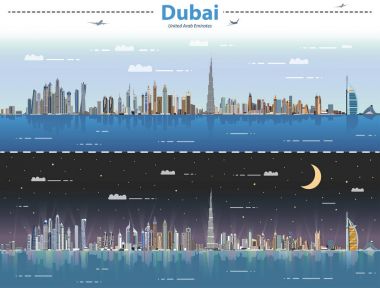 Dubai gece gündüz illüstrasyon vektör