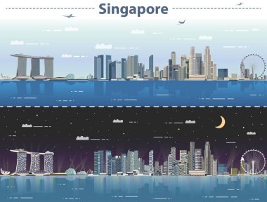Singapur ve gündüz illüstrasyon vektör