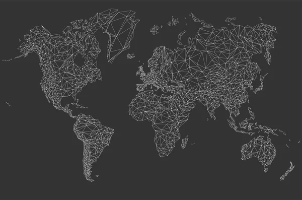 多边形的地图，说明了世界各地的网络和通信连接 — 图库矢量图片