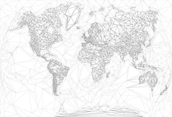 Polygonální mapa, znázorňující síťová a komunikační spojení po celém světě — Stockový vektor