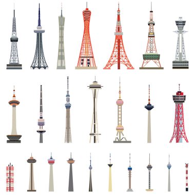 vector collection of high towers clipart