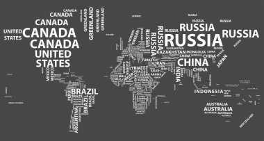 tipografi ülke adları ile vektör Dünya Haritası