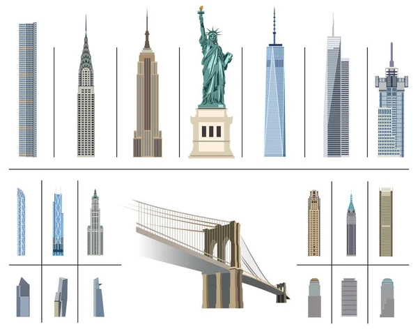 Collection vectorielle de monuments de la ville de New York — Image vectorielle