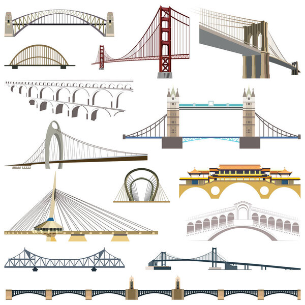 collection of vector isolated bridges