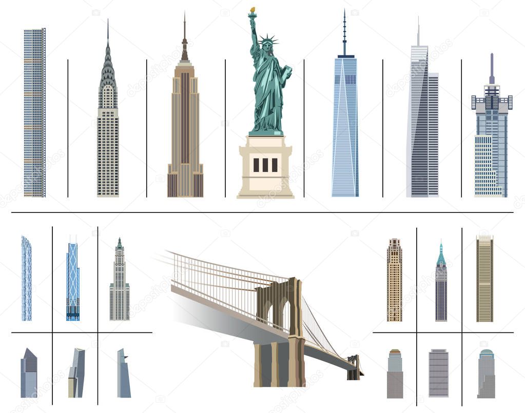 vector collection of New York city landmarks