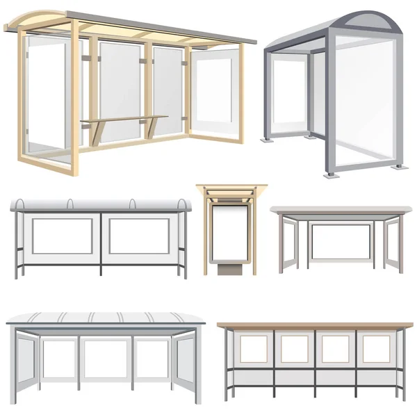 버스 정류장의 컬렉션입니다. 광고 템플릿입니다. 벡터 — 스톡 벡터