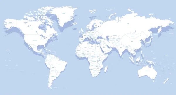 Vector mapa do mundo detalhado alto — Vetor de Stock