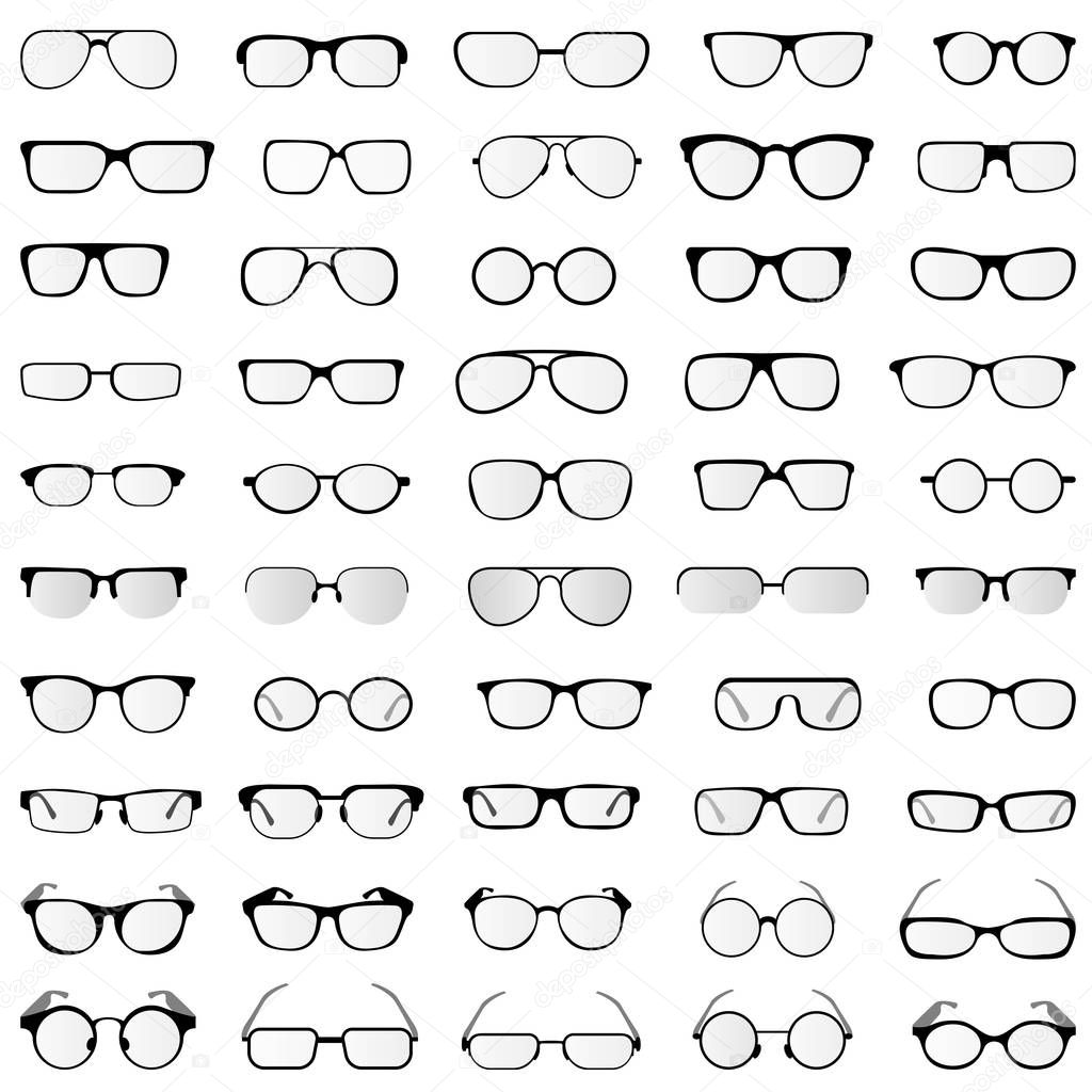 vector collection of glasses and sunglasses in different styles and forms