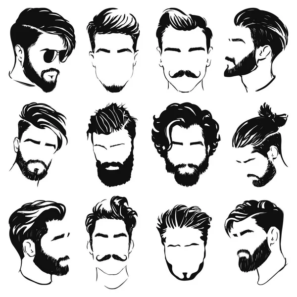 Ilustracja wektorowa mężczyzn fryzurę sylwetek — Wektor stockowy