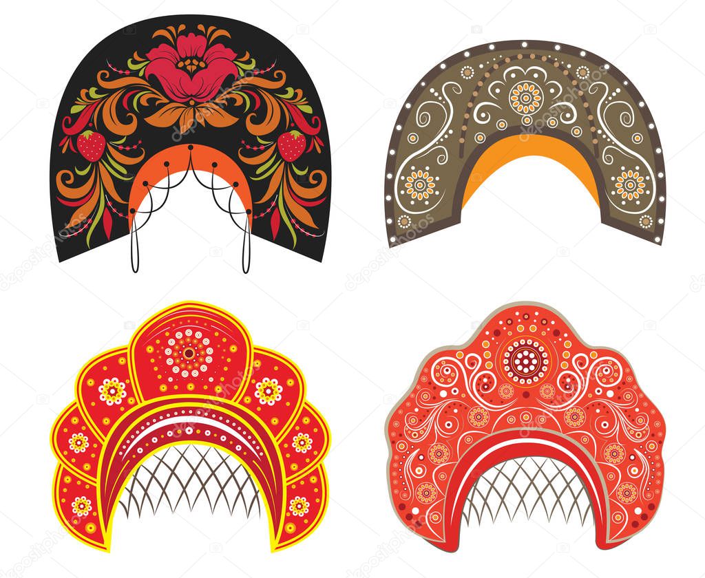 Ethnic old russian kokoshniks collection