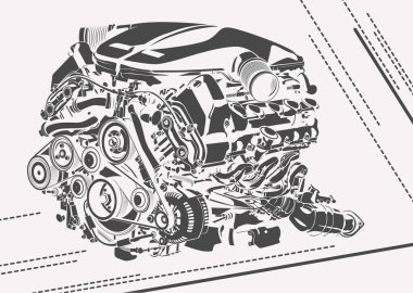 vektör soyut motoru yüksek Detaylı çizim