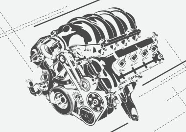 vektör soyut motoru yüksek Detaylı çizim