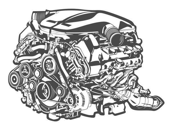 vector high detailed illustration of abstract engine