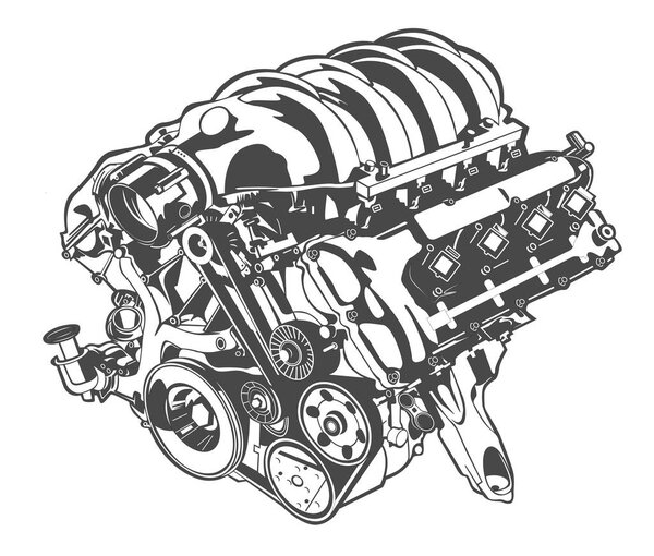 vector high detailed illustration of abstract engine