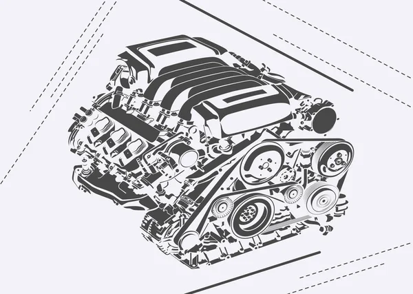 Alta illustrazione dettagliata vettoriale del motore astratto — Vettoriale Stock