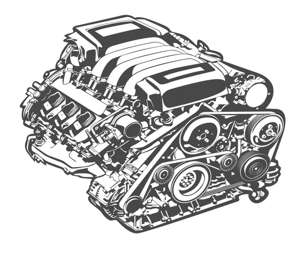 Alta illustrazione dettagliata vettoriale del motore astratto — Vettoriale Stock