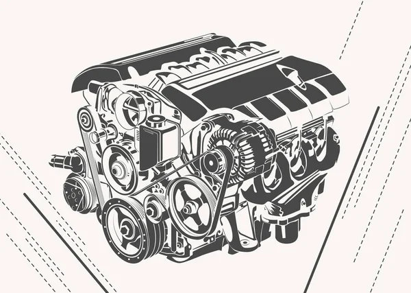 Vektor hohe detaillierte Abbildung des abstrakten Motors — Stockvektor