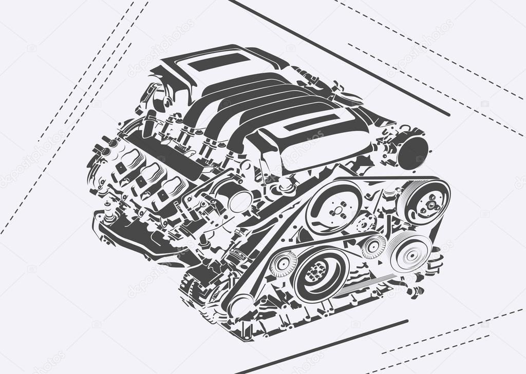 vector high detailed illustration of abstract engine