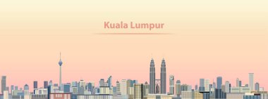 Kuala Lumpur şehir manzarası vektör çizim gündoğumu