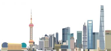 Vector illustration of Shanghai city skyline clipart