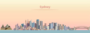 Sydney şehir manzarası vektör çizim gündoğumu